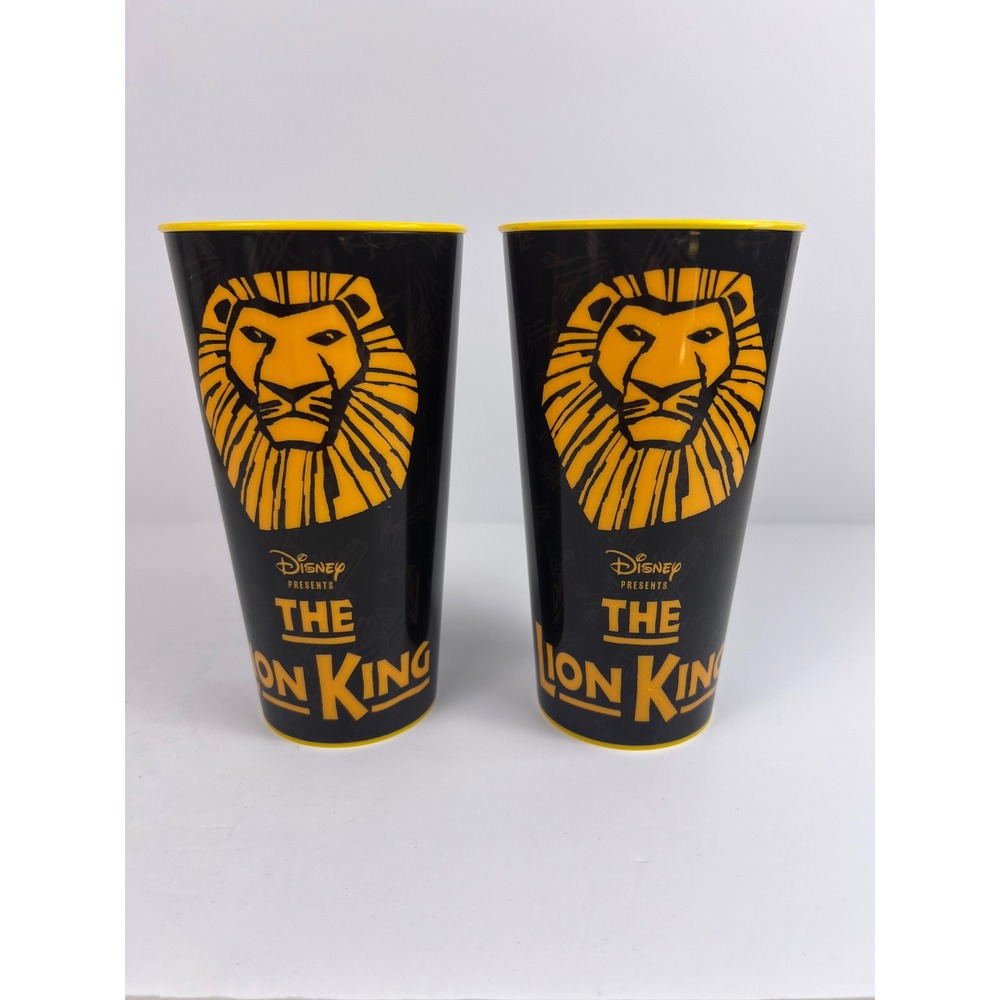 Disney the Lion King Broadway Musical two Black & Yellow Souvenir Plastic Cups‎